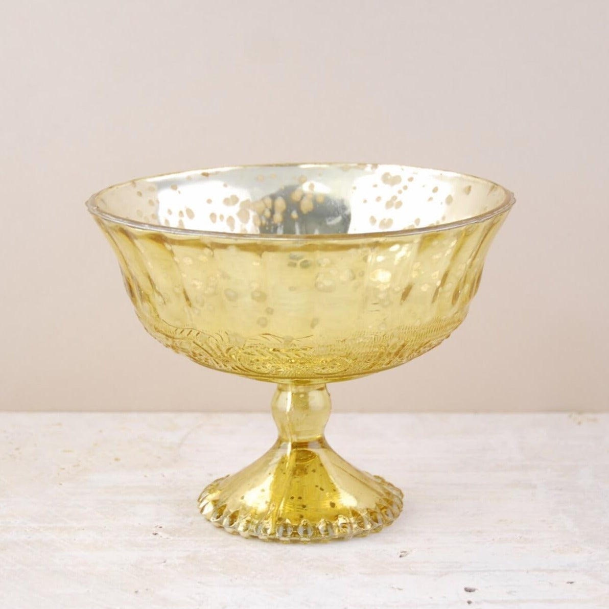 Gold Mercury Glass Compote 7" x 5.25"