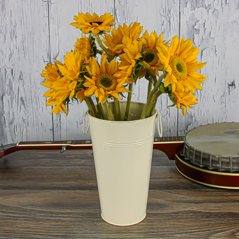 White French Flower Market 11" Bucket Cream White