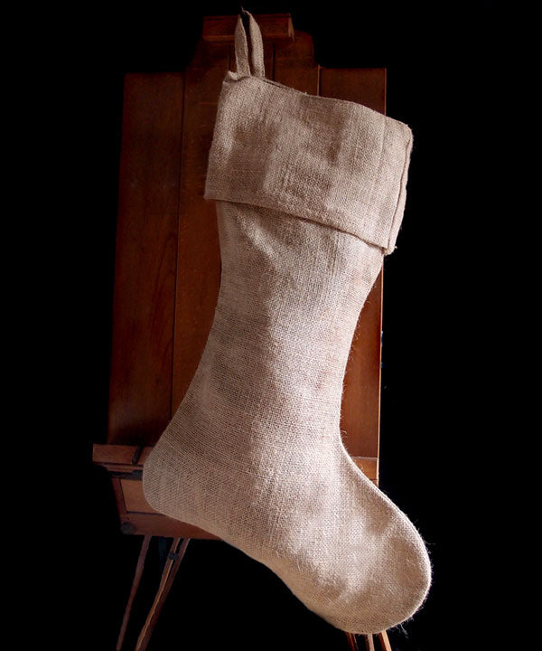 24" Large Burlap Christmas Stocking