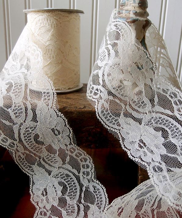 Ivory Lace Ribbon 4" wide x 10 yards