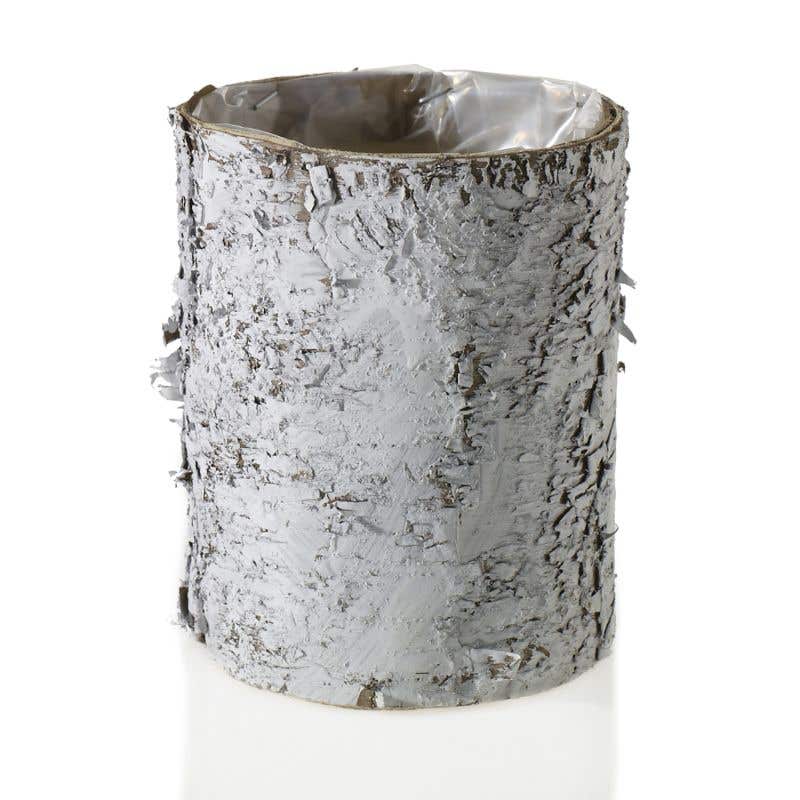 Whitewashed Birch Bark Vase 4.75x6