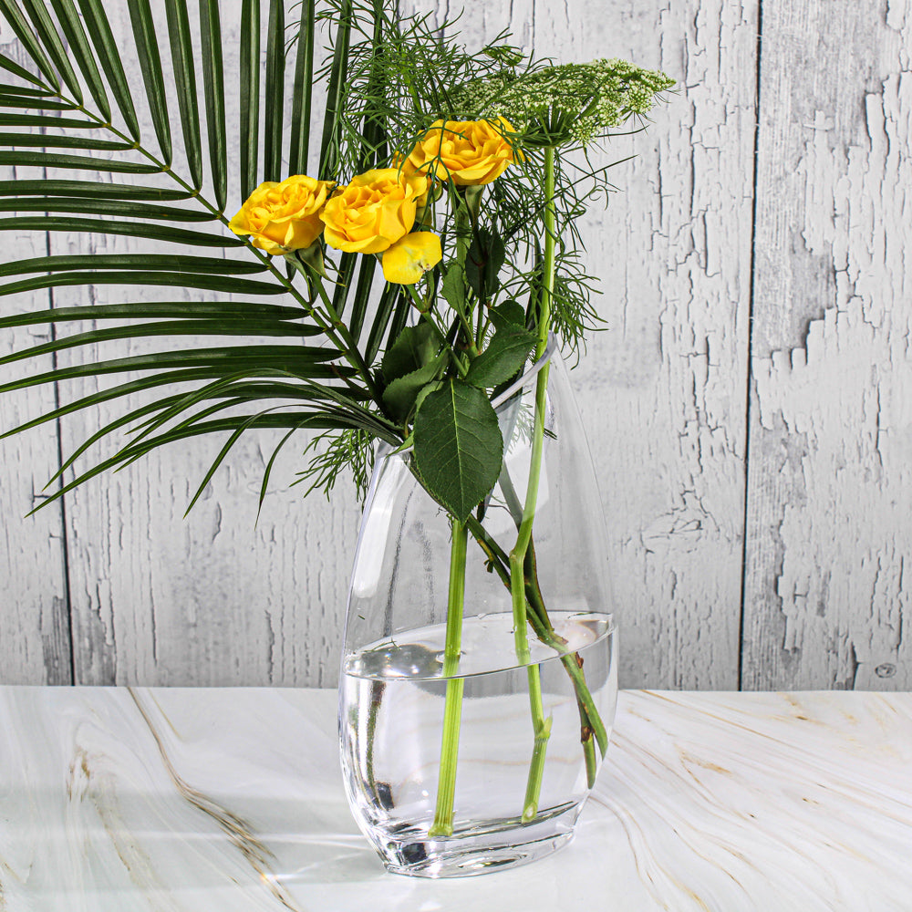 Slanted Rim Glass Vase 10 in.