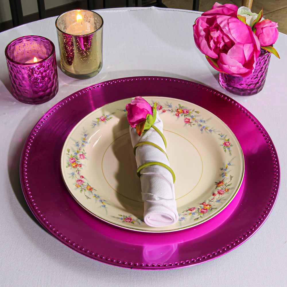 Richland Beaded Charger Plate 13" Fuchsia Set of 24