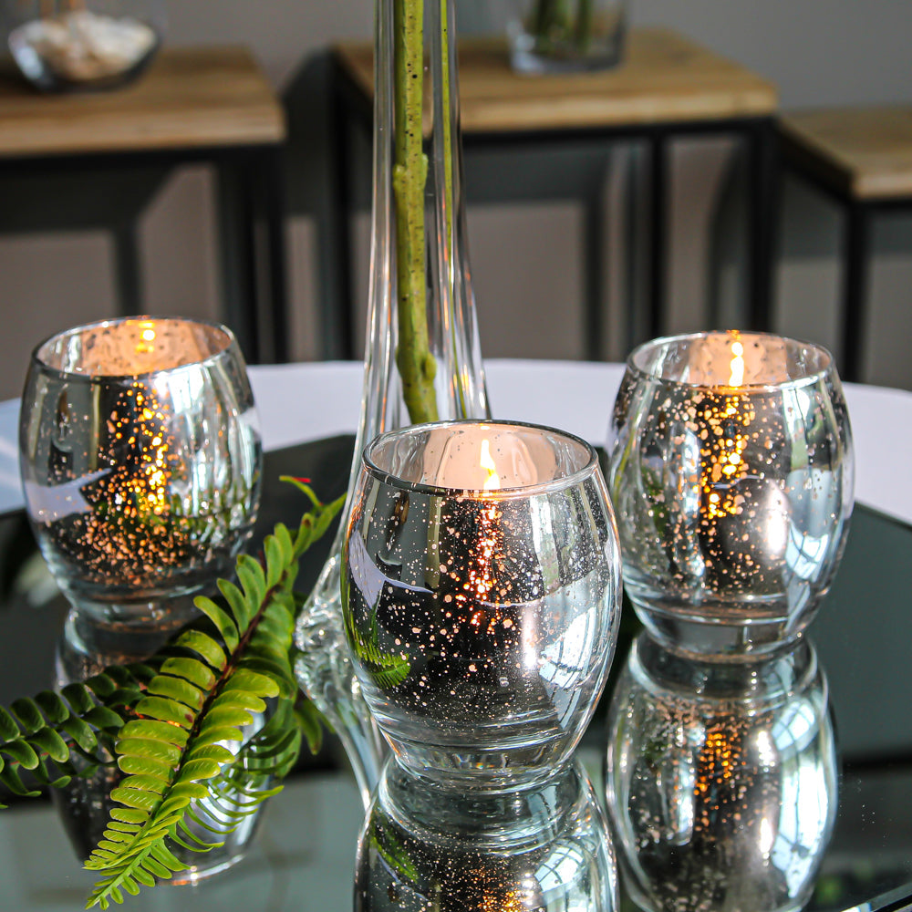 Richland Grande Hurricane Votive Holder Silver Mercury Set of 72