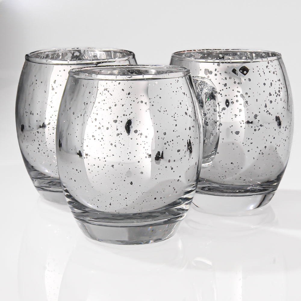 Richland Grande Hurricane Votive Holder Silver Mercury Set of 12