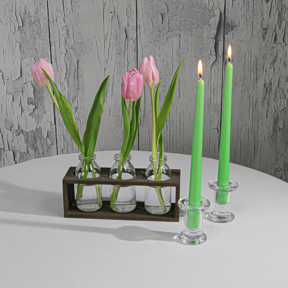 Richland Vintage Milk Bottle Vases With Wooden Stand