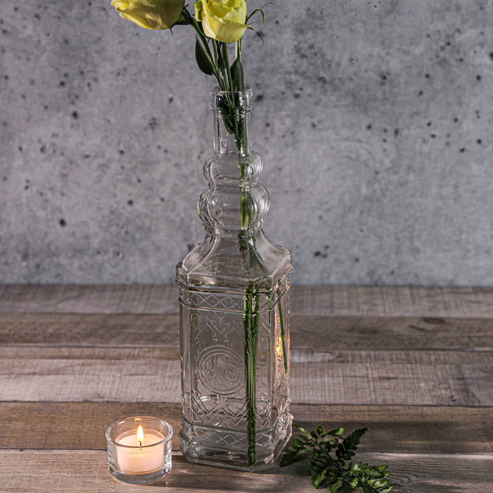 richland vintage square glass bottle clear set of 12